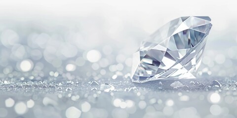 white diamond place on white bokeh glitter blur shine light reflection copy space