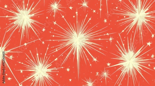 Vintage 1950s Red Christmas Starburst Pattern