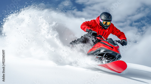 Dynamic Snowboarding Action A thrilling capture of a snowboarder carving through fresh powder snow on a mountainside, showcasing the excitement and adrenaline of winter sports in vibrant detail