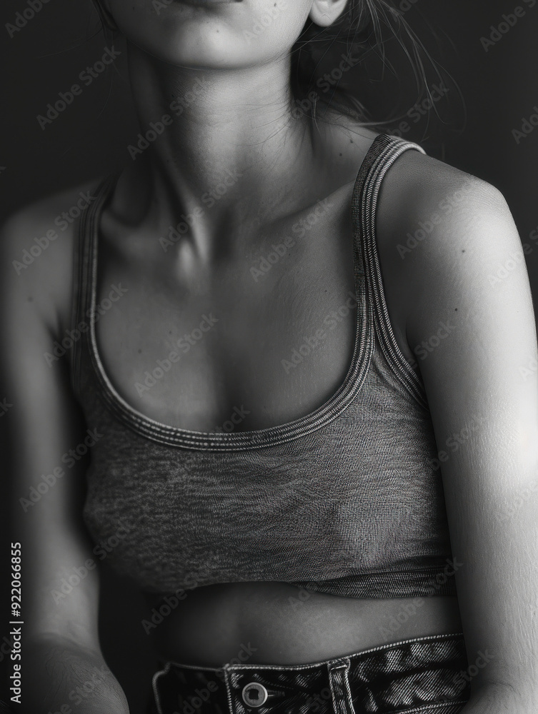 Monochrome Portrait of Young Woman in Casual Wear Monochrome Portrait of Young Woman in Casual Wear