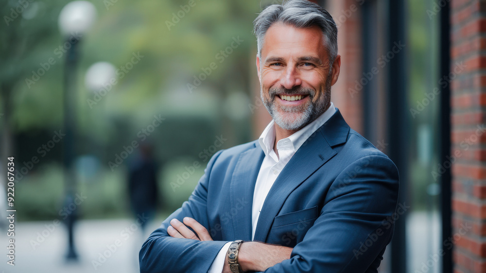 Fototapeta premium Confident Businessman Smiling Outdoors