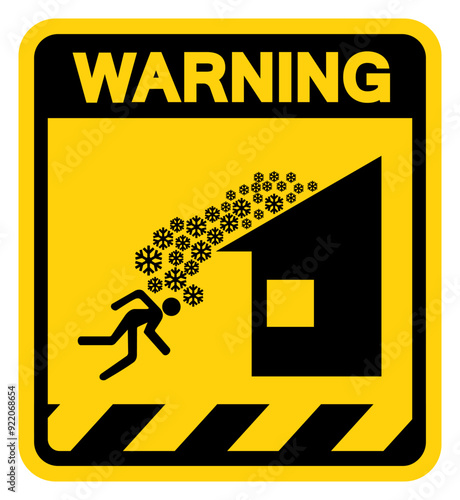 Warning Roof Avalanche Can Occur Warning Sign, Vector Illustration, Isolate On White Background Label. EPS10