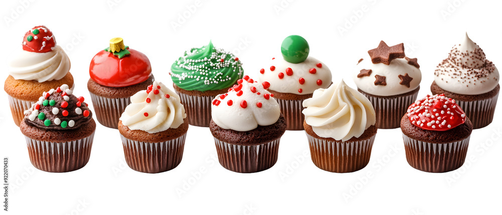 Set cupcake Christmas muffin gingerbread with various, isolated on white background Set cupcake Christmas muffin gingerbread with various, isolated on white background
