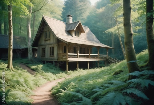 magic fantasy world forest house photo