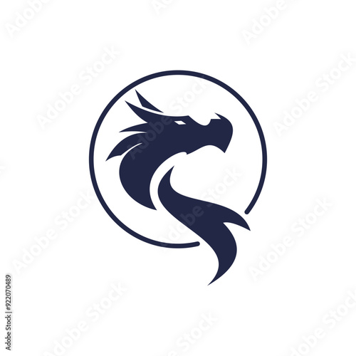 Dragon logo design vector with modern unique style