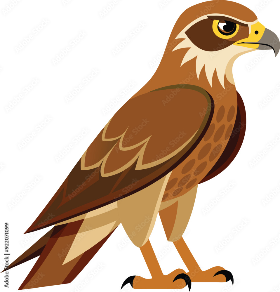 Fototapeta premium A hawk stands on the ground 