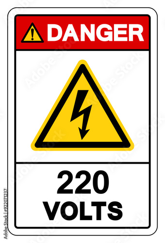 Danger 220 Volts Tag Symbol Sign,Vector Illustration, Isolate On White Background Label. EPS10