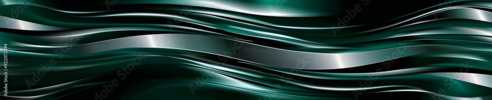Abstract background with teal and silver wavy lines on black background. Abstract background with teal and silver wavy lines on black background.