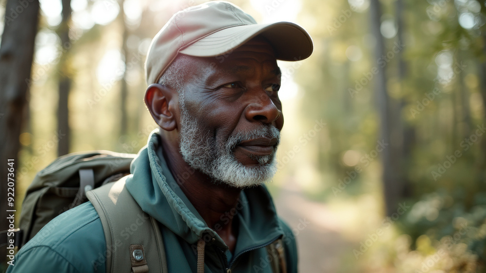 Senior Man Hiking Through Forest Senior Man Hiking Through Forest