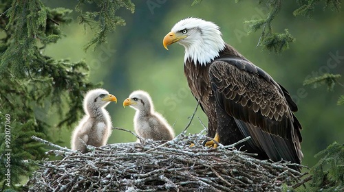 Nesting Eagles Feeding Eaglets