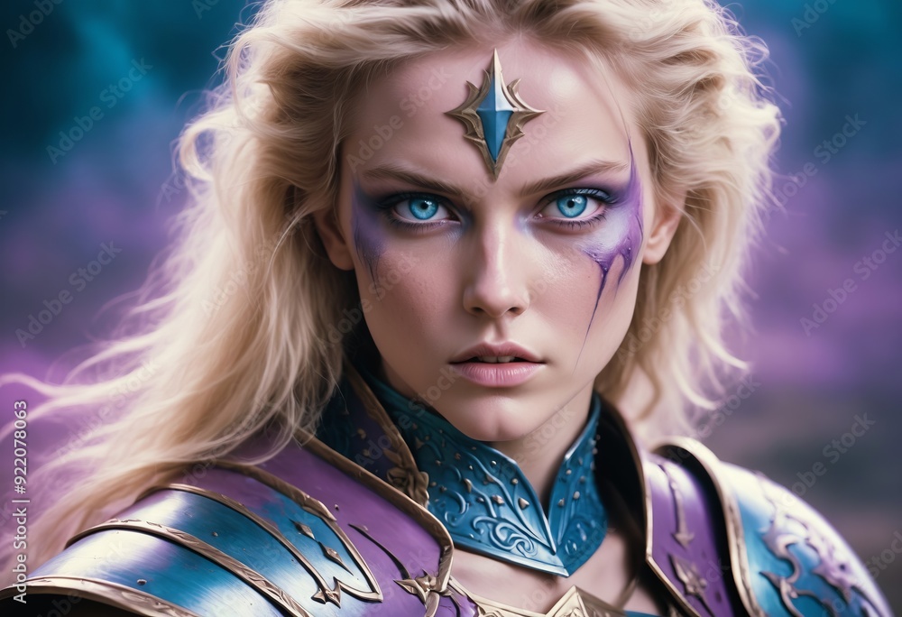 a powerful warrior woman with flowing silver hair a powerful warrior woman with flowing silver hair