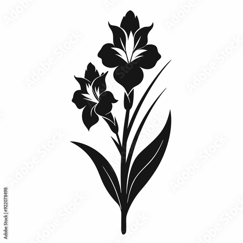 Gladiolus Flower Silhouette Vector Line Art Icon