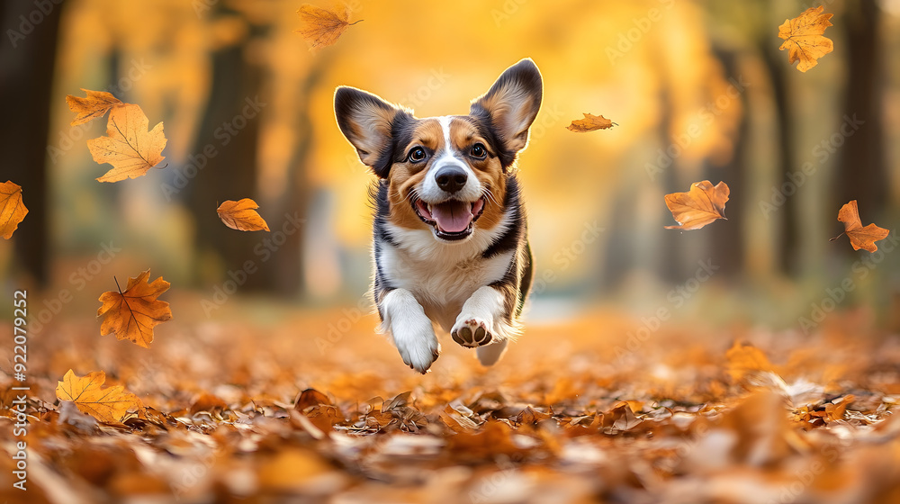 Runner dog in autumn leaves Runner dog in autumn leaves