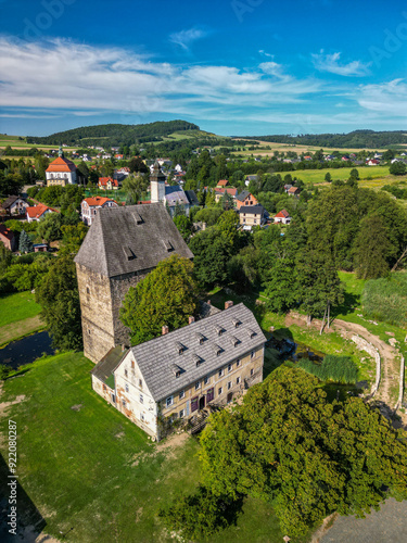 Medieval knight's tower in Siedlecin in the Bobr River Valley near Jelenia Gora photo