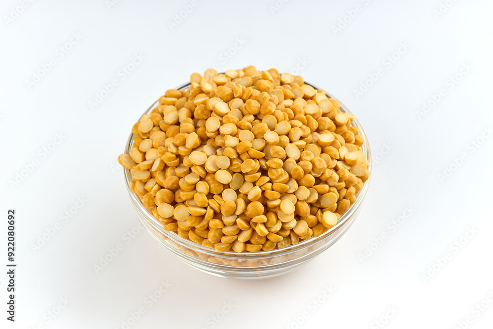 Chana Dal (Split Chickpeas) on White Background Chana Dal (Split Chickpeas) on White Background
