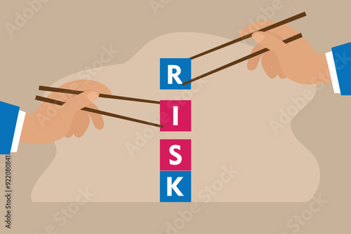 Risk management, control or assess to lose money in investing 2d flat vector illustrations