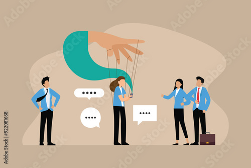 business women controlled by smartphones, smartphone addiction 2d flat vector illustrations