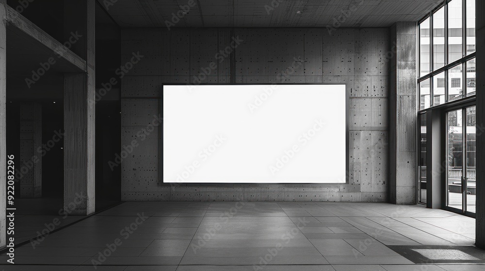 Blank Billboard in a Modern Building Interior Blank Billboard in a Modern Building Interior