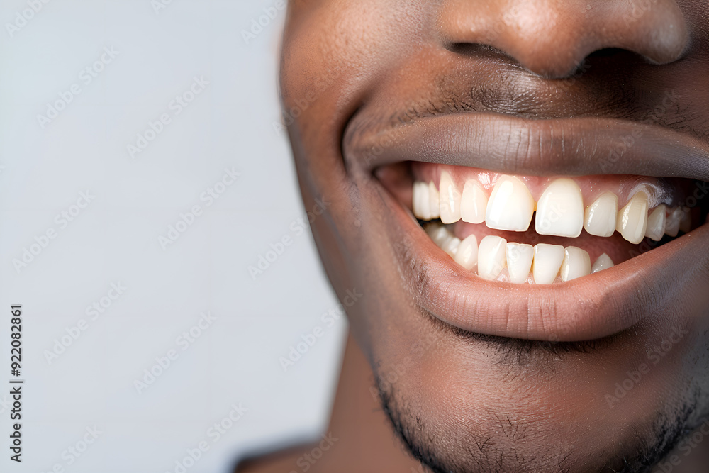 A man is smiling. a smile with white teeth. Close up image. White background with copyspace. A man is smiling. a smile with white teeth. Close up image. White background with copyspace.