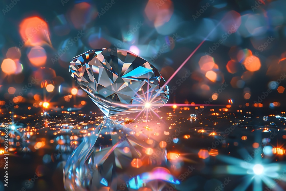 Sparkling Diamond with Bokeh Lights.