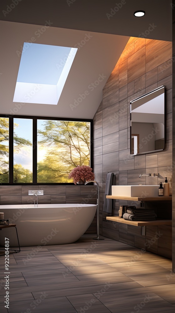 Fototapeta premium Contemporary bathroom with copyspace 