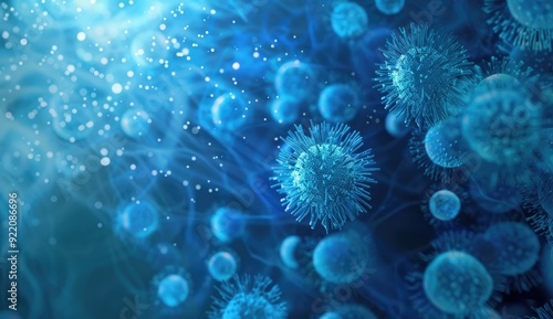 Wallpaper Mural Microscopic View of Blue Bacteria Illuminated Blue Light in a Medical Concept Environment Torontodigital.ca