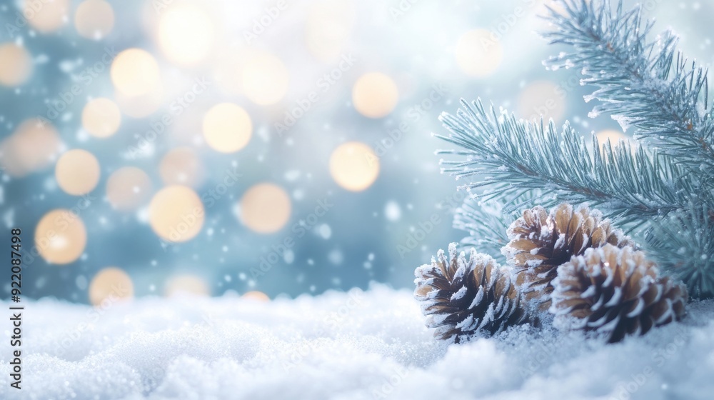 A close up of a pine cone and some snow, AI A close up of a pine cone and some snow, AI