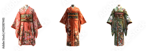 Japanese kimono clothing set isolated on transparent background