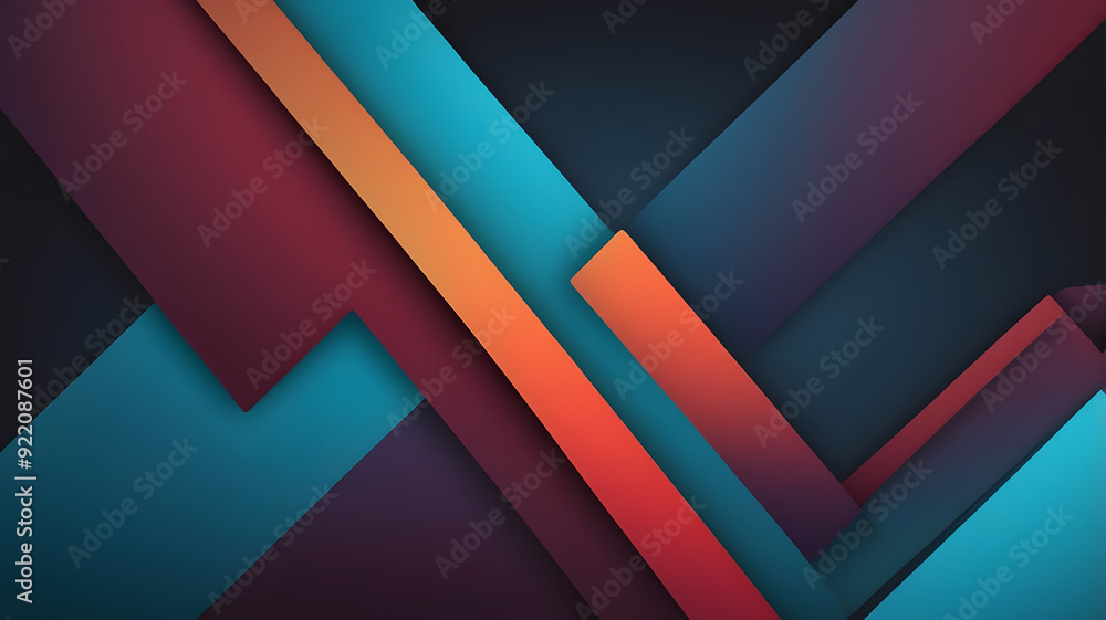 Obraz premium Abstract Digital Artwork with Gradient Blend from Deep Red and Orange to Bright Blue and Cyan in V-Shaped Pattern on Grainy Dark Background