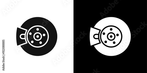 Car brake disk with caliper icon line art vector