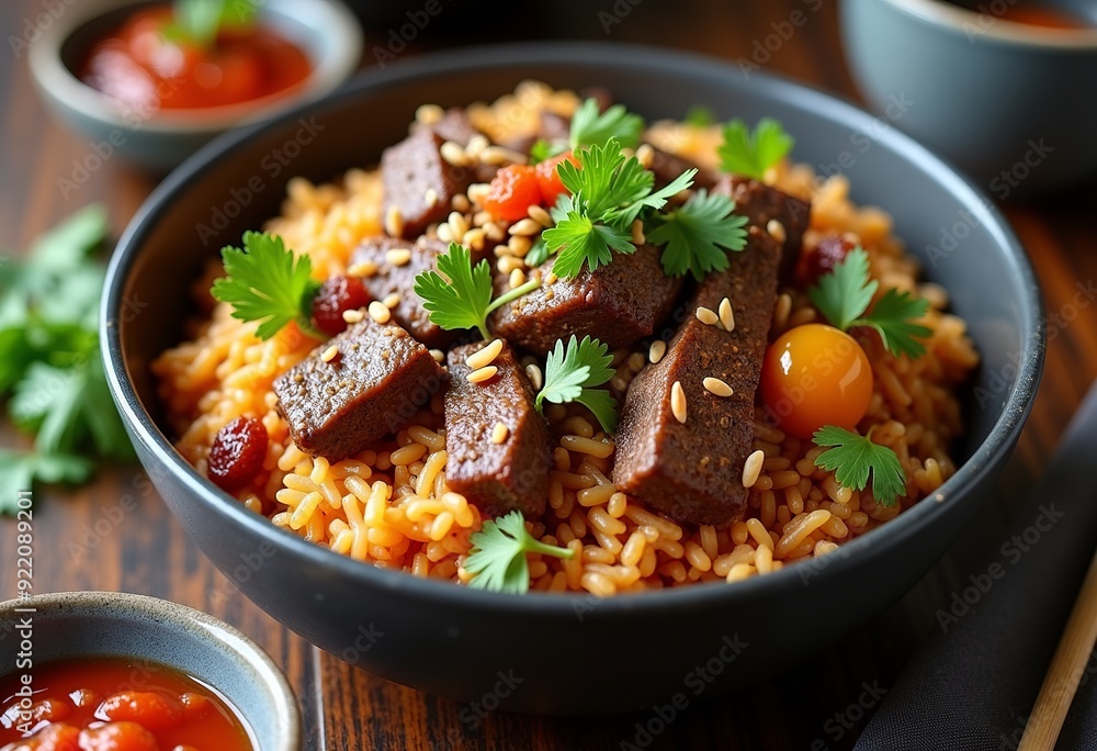 Modern Nasi Kebuli with Beef: A Fusion of Flavors in a Minimalist Bowl Modern Nasi Kebuli with Beef: A Fusion of Flavors in a Minimalist Bowl