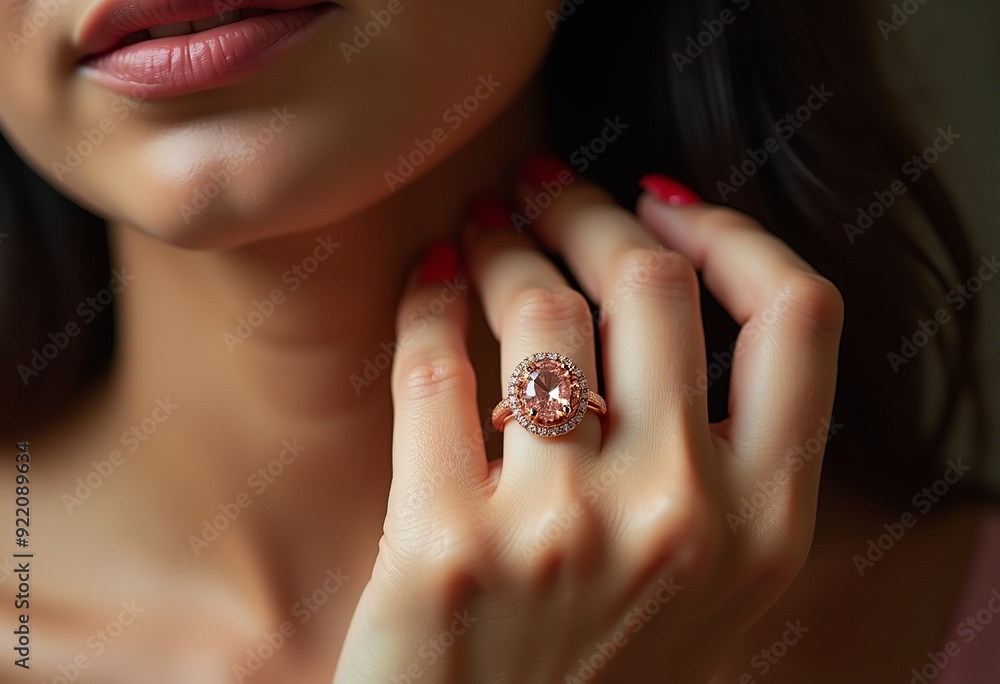 Sparkling Rose Gold Ring on Indian Hand - High-Resolution Jewelry Image Sparkling Rose Gold Ring on Indian Hand - High-Resolution Jewelry Image