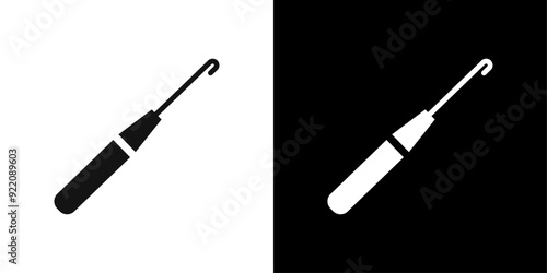 Crochet needle icon line art vector