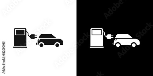 Electric Car Charging icon line art vector
