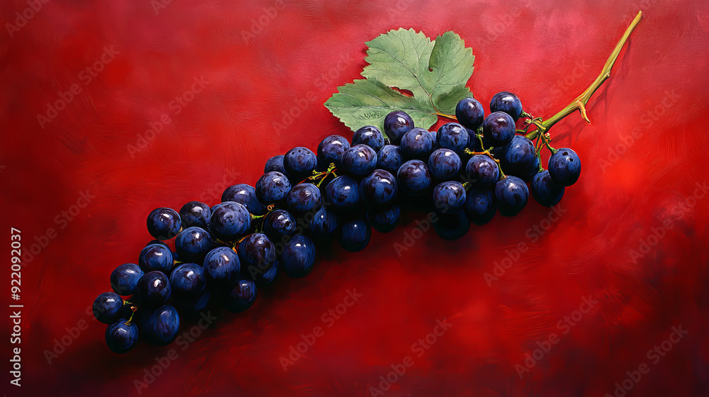 grapes on red background