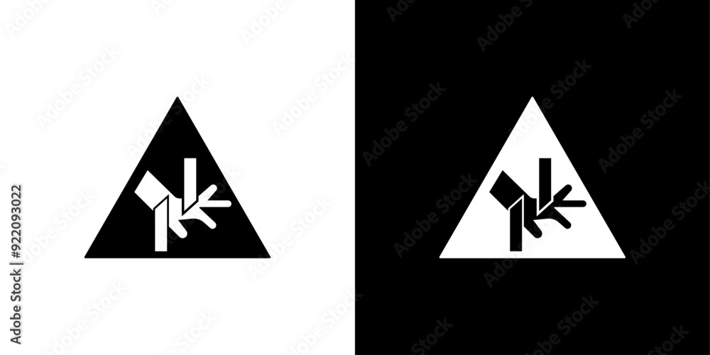 pinched warn sign icon line art vector pinched warn sign icon line art vector