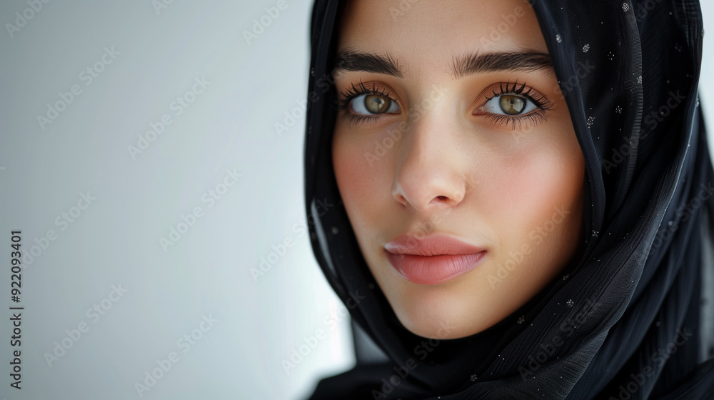 Close-up of a beautiful woman in hijab. Close-up of a beautiful woman in hijab.