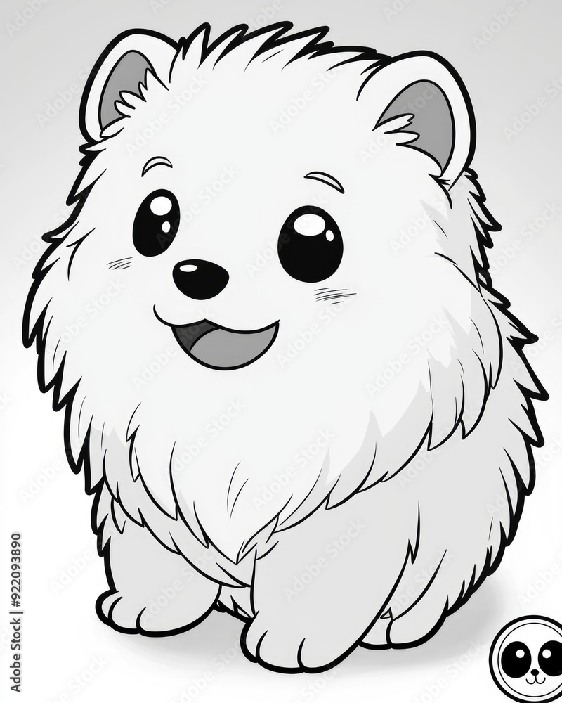 Adorable Cartoon Pomeranian Puppy with Big Eyes Adorable Cartoon Pomeranian Puppy with Big Eyes