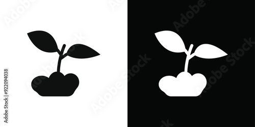 Seedling in soil icon line art vector