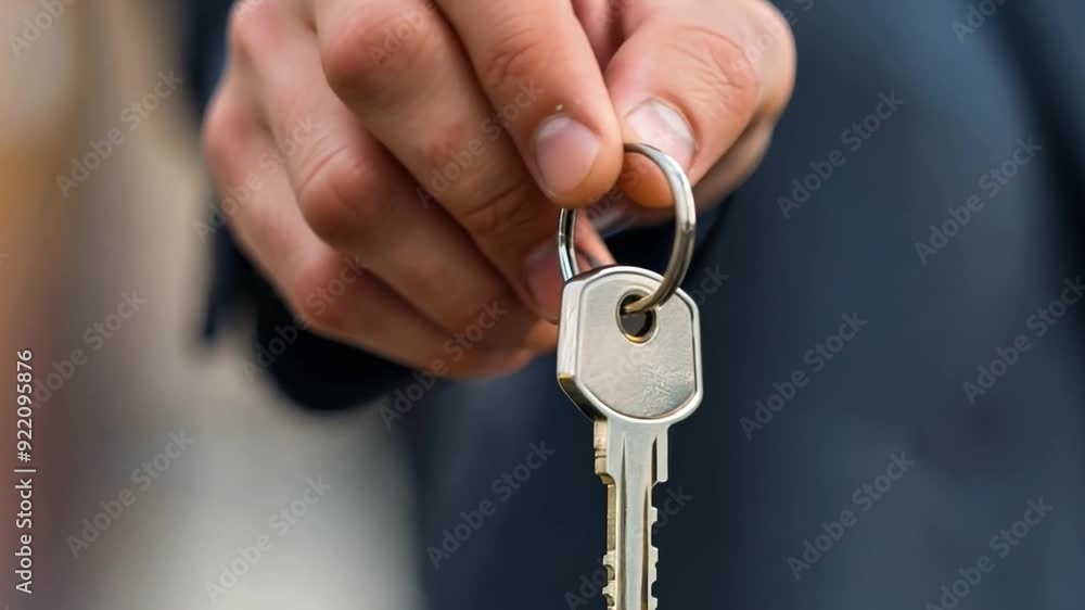 A hand offers a key attached to a ring, signifying a transfer of ownership or responsibility in a professional environment. A hand offers a key attached to a ring, signifying a transfer of ownership or responsibility in a professional environment.