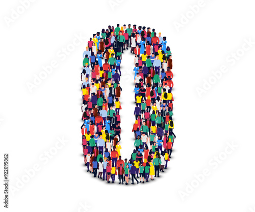 Large group of people in number 0 zero form.