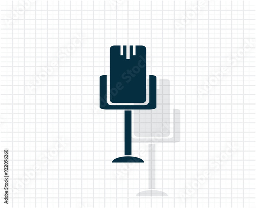 Vector dark color icon with shadow on light checkered background