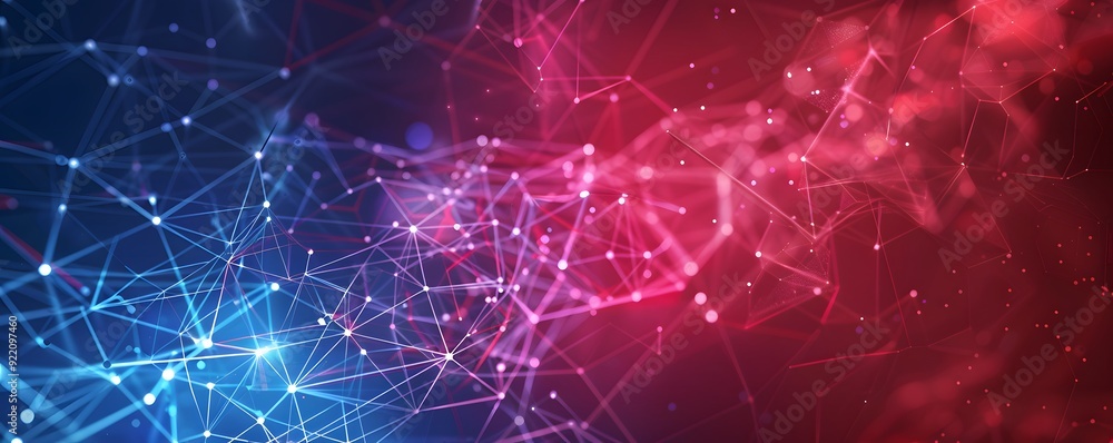 Abstract Red and Blue Network of Lines and Dots Abstract Red and Blue Network of Lines and Dots