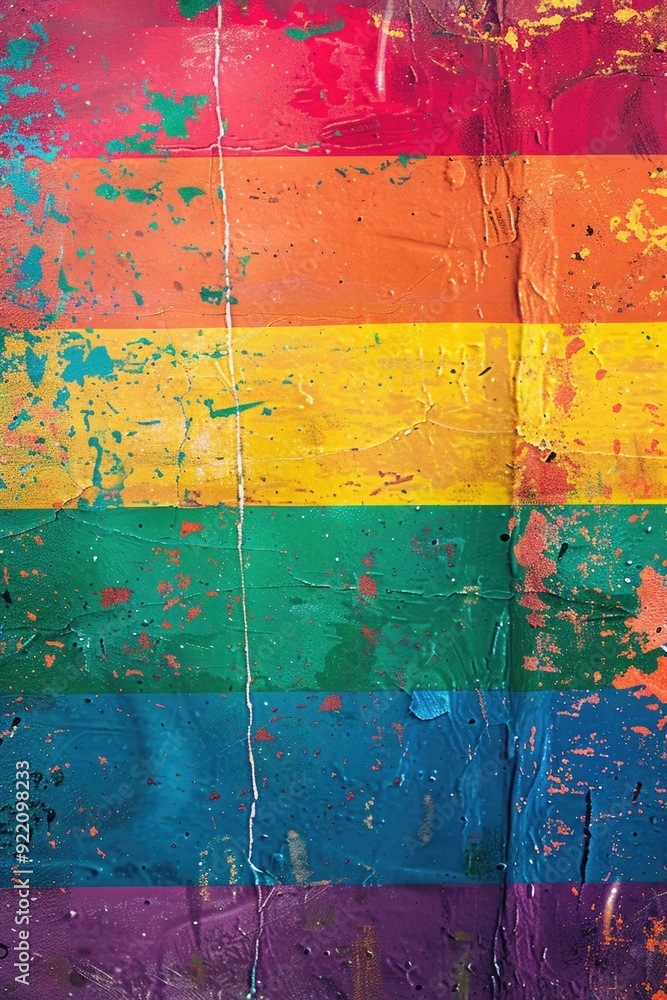 Painting of LGBTQ flag on fabric with colorful paint splatters. Painting of LGBTQ flag on fabric with colorful paint splatters.