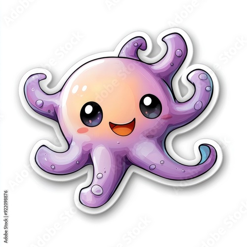 Adorable Cartoon Octopus with Big Eyes and a Smiling Face photo