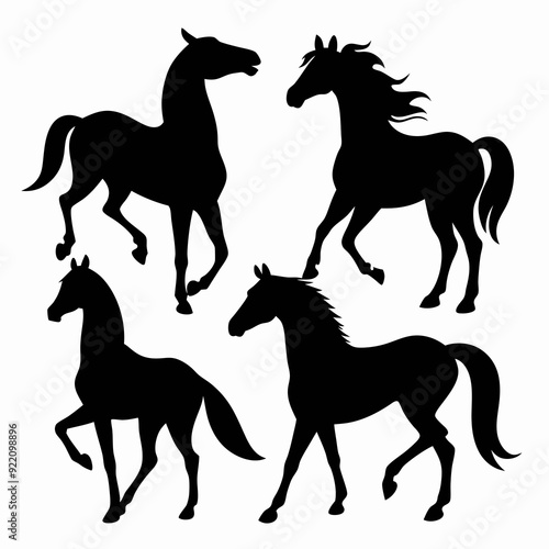 set of horse silhouette