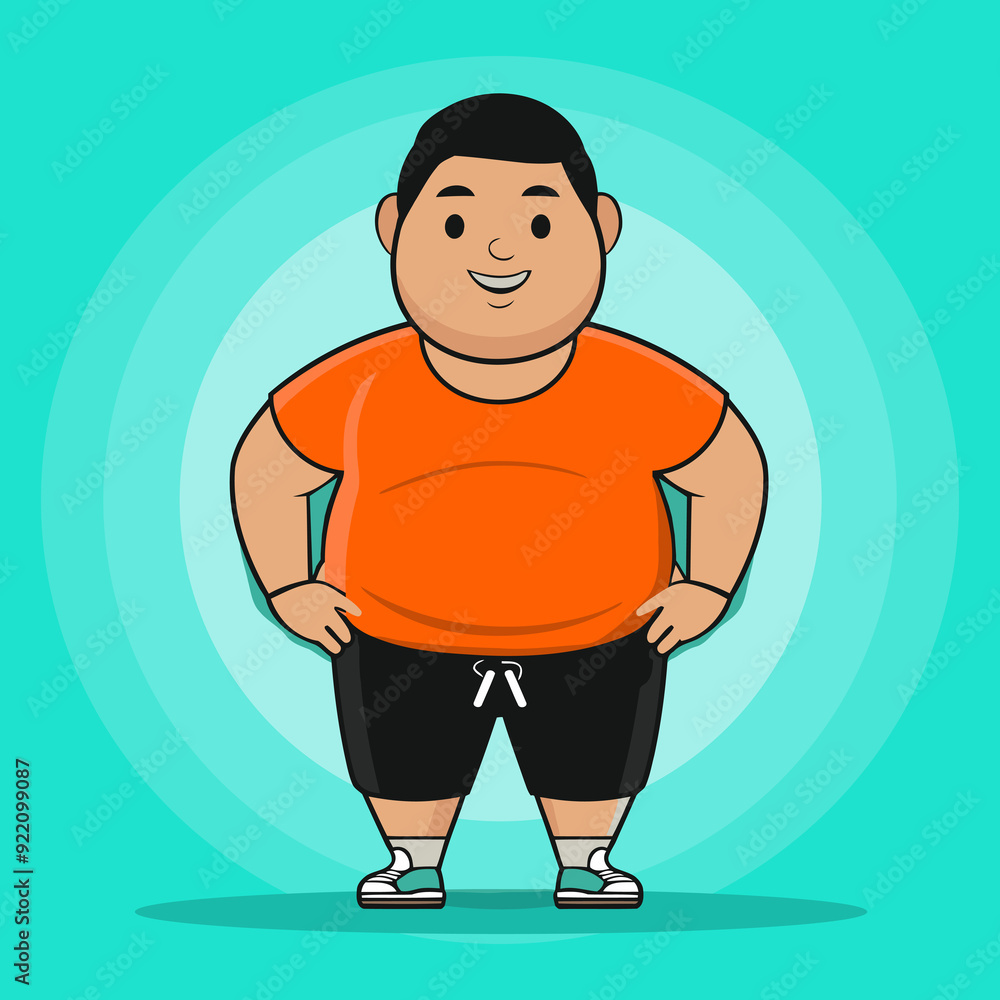 Fotografie Cartoon Character Cheerful Chubby Man