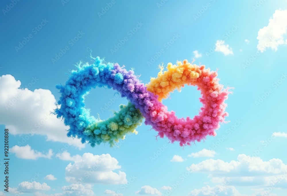 Fototapeta premium Autism Acceptance: Infinity Symbol in a Colorful Sky