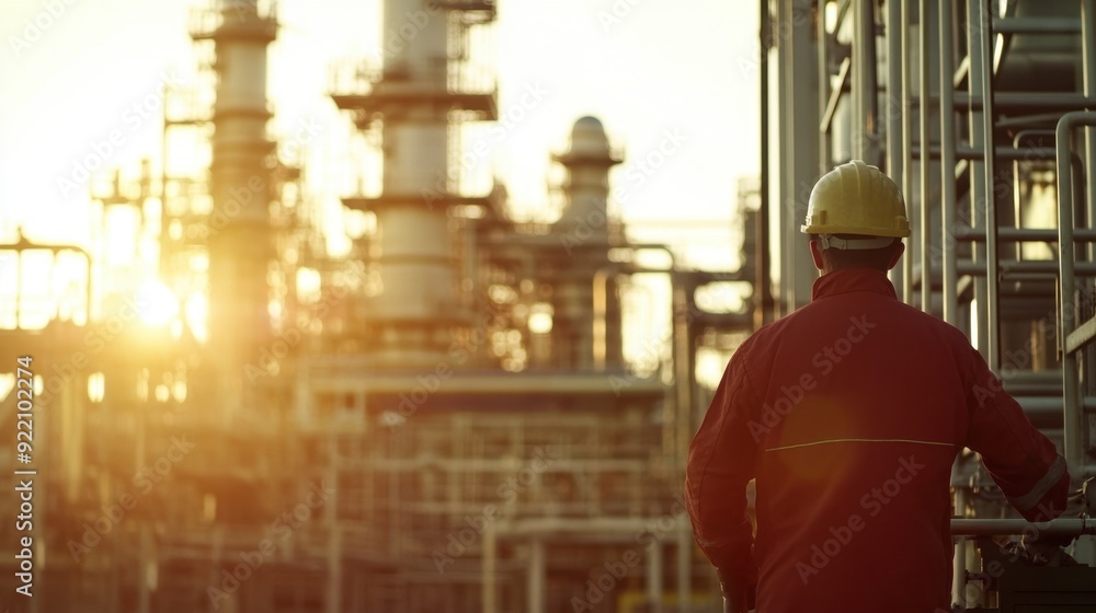 refinery worker at workstation timelapse midday scene with intense light and active machinery refinery worker at workstation timelapse midday scene with intense light and active machinery