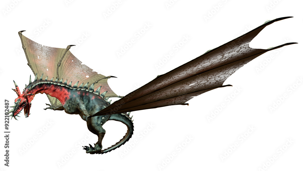 Fototapeta premium 3D Rendering Fairy Tale Dragon on White